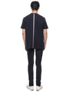 Men's Center Back Striped Short Sleeve T-Shirt Navy - THOM BROWNE - BALAAN 6