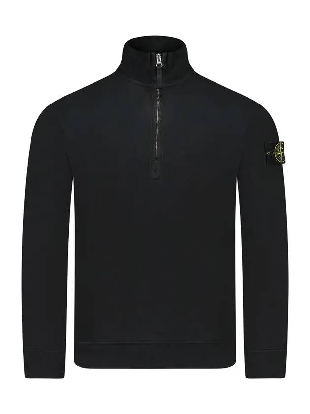 Logo Half Zipper Sweatshirt Black - STONE ISLAND - BALAAN 2