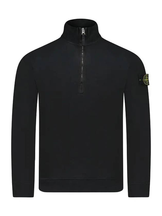 Logo Half Zipper Sweatshirt Black - STONE ISLAND - BALAAN 2