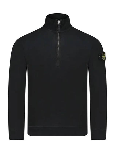 Logo Half Zipper Sweatshirt Black - STONE ISLAND - BALAAN 2