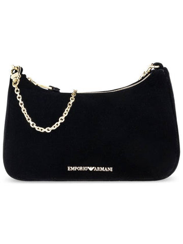 Emporio Armani Velour Shoulder Bag, Women's, Black - EMPORIO ARMANI - BALAAN 1