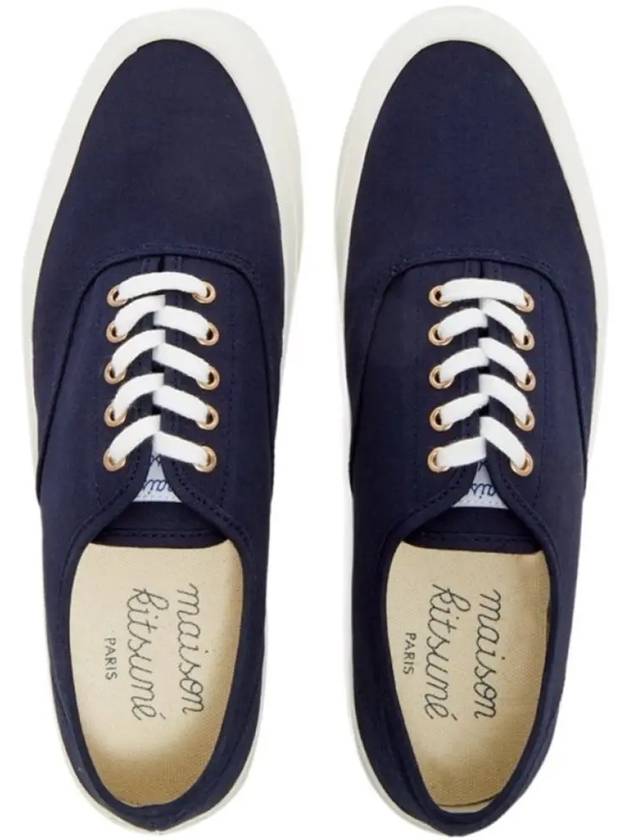 Lace Up Canvas Cotton Low Top Sneakers Navy - MAISON KITSUNE - BALAAN 3