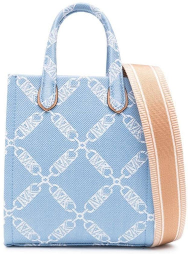 Gigi Small Cotton Tote Bag Blue - MICHAEL KORS - BALAAN 1