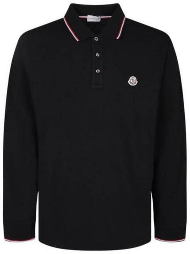 Logo Patch Cotton Long Sleeve Polo Shirt Black - MONCLER - BALAAN 1