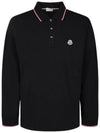 Logo Patch Cotton Long Sleeve Polo Shirt Black - MONCLER - BALAAN 1