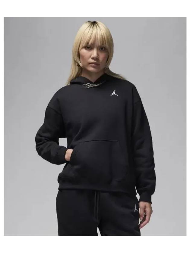 Jordan Brooklyn Fleece Pullover 24 W Black White FV7072 010 - NIKE - BALAAN 1