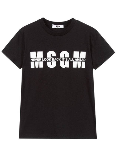 Logo Lettering Short Sleeve T-Shirt Black - MSGM - BALAAN 1