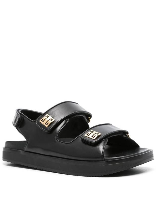 4G Strap Leather Flat Sandals Black - GIVENCHY - BALAAN 3