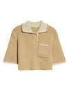 Le Maille Arco Contrasted Cropped Knit Polo Shirt Beige - JACQUEMUS - BALAAN 2