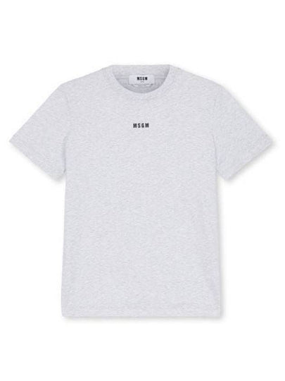 Micro Logo Print Cotton Short Sleeve T-Shirt Grey - MSGM - BALAAN 2