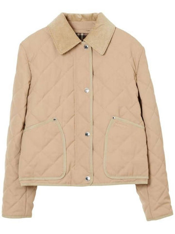 Stripe Point Collar Quilted Jacket Brown - BURBERRY - BALAAN 1