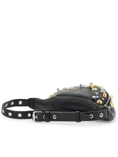 black leather belt bag with studs and shoulder strap - VALENTINO - BALAAN 2