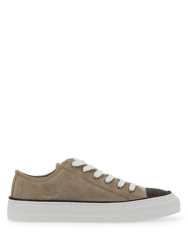 Suede Low Top Sneakers Beige - BRUNELLO CUCINELLI - BALAAN 3