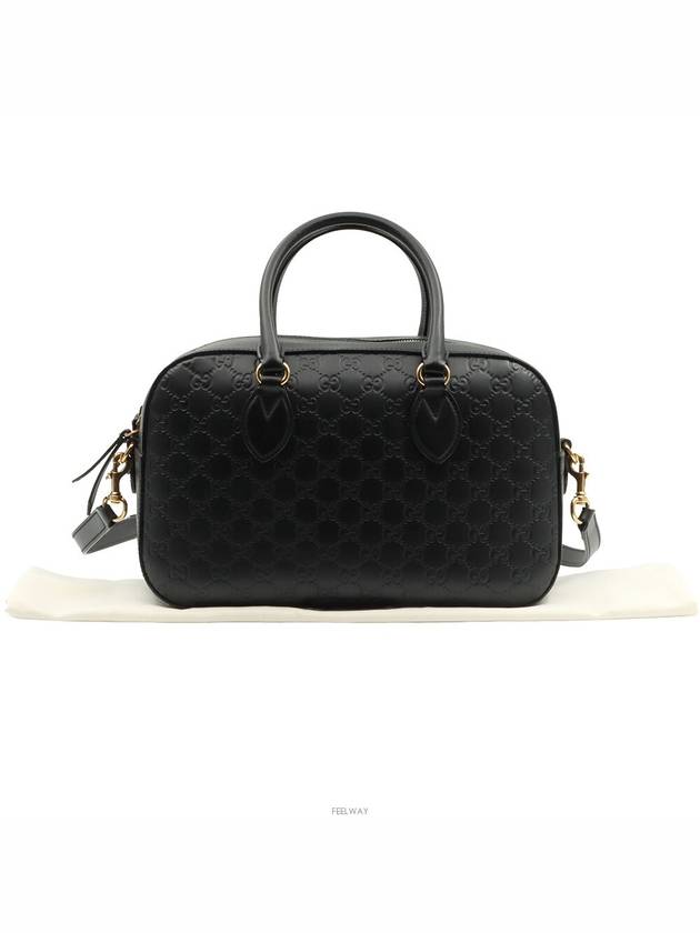 Black Seama Leather Gold Boston 2WAY 428225 - GUCCI - BALAAN 2