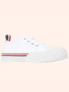 Striped Trim Lace-up Low Top Sneakers White - THOM BROWNE - BALAAN 2