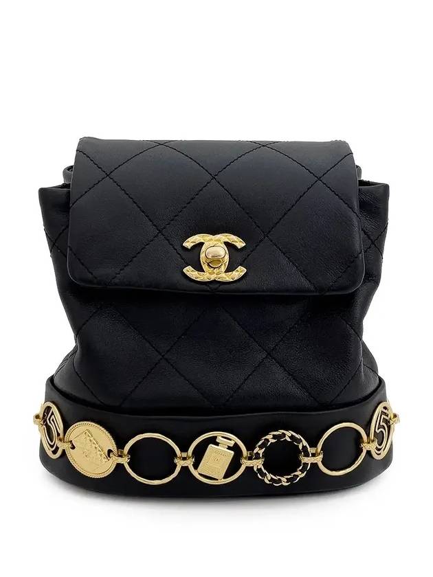 23A Cymbal Coin Detail Small Backpack Black Vintage Gold Calfskin 4ET0180 - CHANEL - BALAAN 2