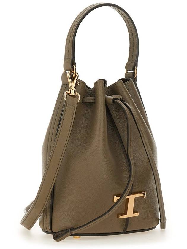 T Timeless Leather Micro Logo Bucket Bag Khaki - TOD'S - BALAAN 4