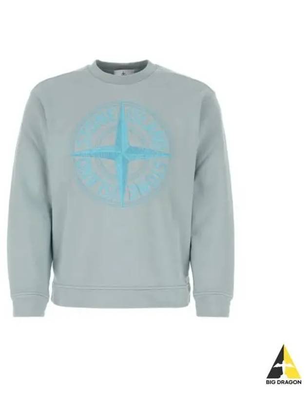 Garment Dyed Stitches Four Print Crewneck Sweatshirt Sky Blue - STONE ISLAND - BALAAN 2