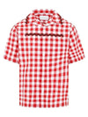 Check Short Sleeve Shirt Red - PRADA - BALAAN 1