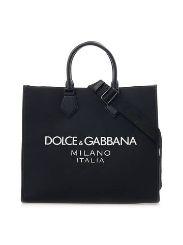 Rubber Logo Large Tote Bag Black - DOLCE&GABBANA - BALAAN 1