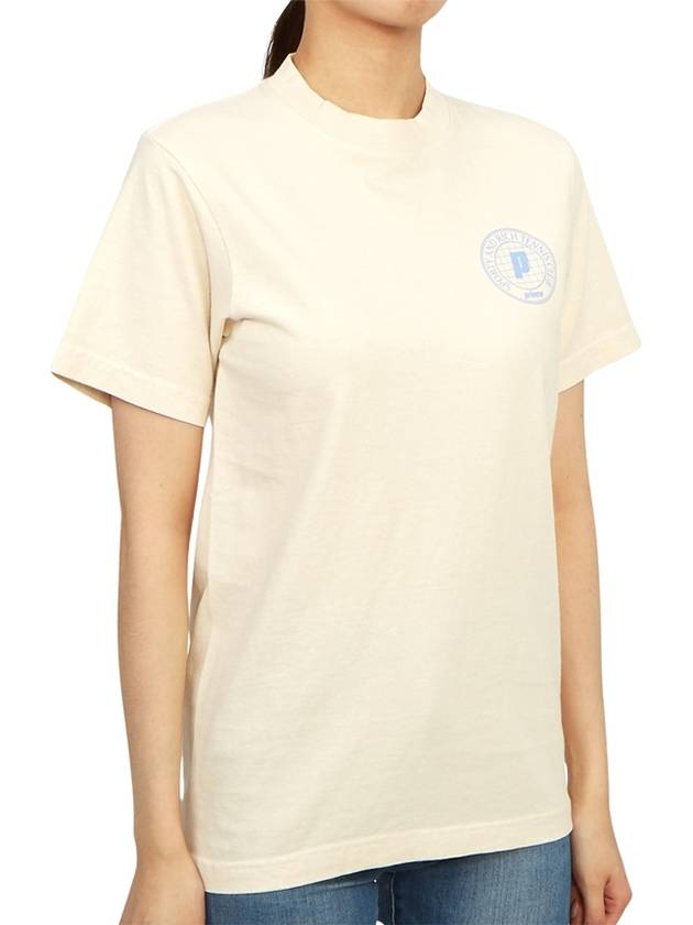 Prince Logo Print Cotton Short Sleeve T-Shirt Cream - SPORTY & RICH - BALAAN 4