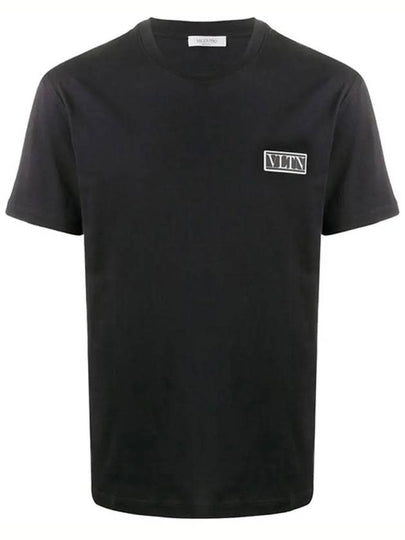 VLTN Logo Patch Short Sleeve T-Shirt Black - VALENTINO - BALAAN 2