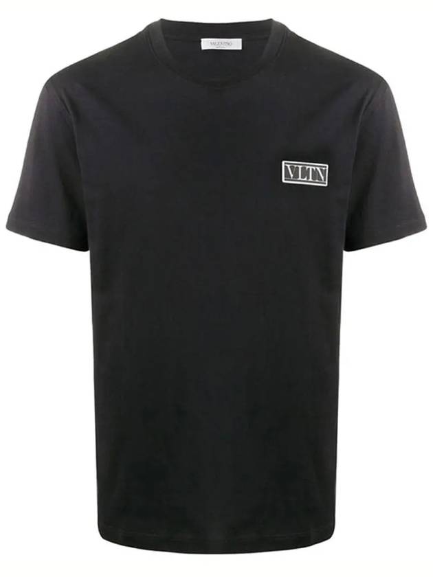 VLTN Logo Patch Short Sleeve T-Shirt Black - VALENTINO - BALAAN 3