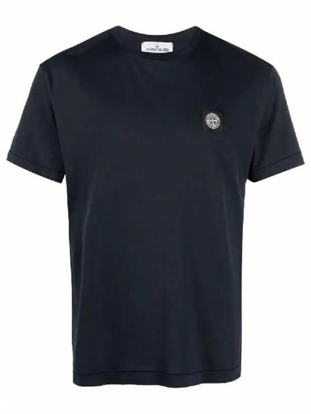 Logo Patch Short Sleeve T-Shirt Navy - STONE ISLAND - BALAAN 6