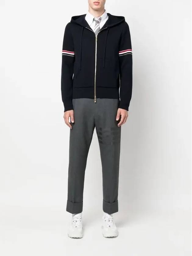 Cotton Milano Armband Zip Up Hoodie Navy - THOM BROWNE - BALAAN 6