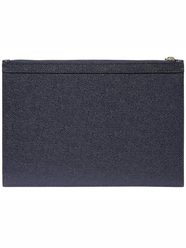 4-Bar Leather Small Clutch Bag Navy - THOM BROWNE - BALAAN 3