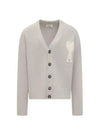 De Coeur V-Neck Cardigan Pearl Grey - AMI - BALAAN 2