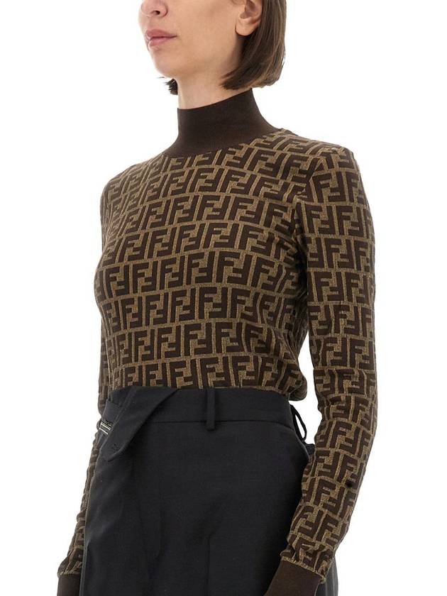 FF Cotton Turtleneck Brown - FENDI - BALAAN 5