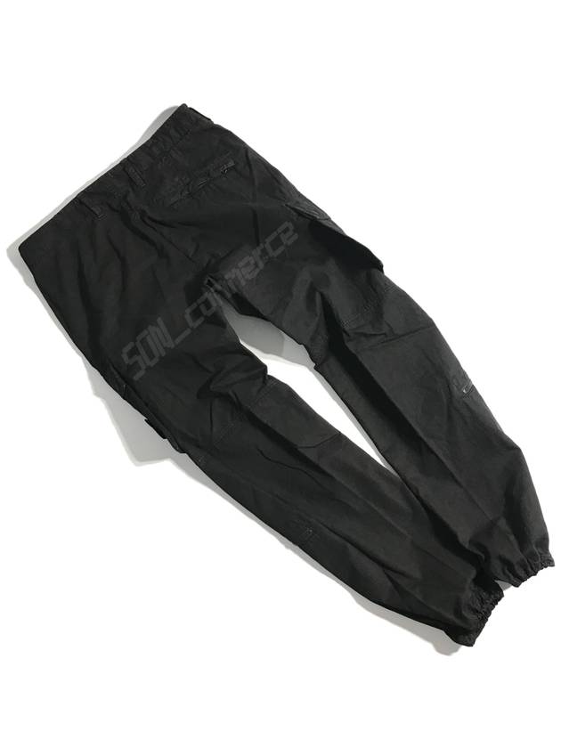 Old Effect Cotton Canvas Cargo Straight Pants Black - STONE ISLAND - BALAAN 4