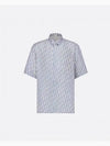 Striped Oblique Silk Short Sleeve Shirt Blue - DIOR - BALAAN 2