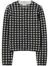 Houndstooth Pattern Crew Neck Cardigan Black - BURBERRY - BALAAN 1