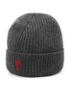 Heart Logo Wool Beanie Heather Grey - AMI - BALAAN 6