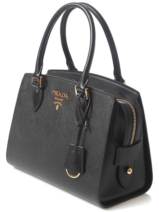 Logo Saffiano Tote Bag Black - PRADA - BALAAN 3