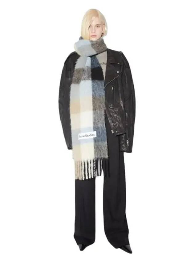 Check Mohair Muffler Blue Beige Black - ACNE STUDIOS - BALAAN 4