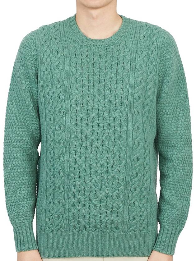 Crew Neck Lambswool Knit Top Green - DRUMOHR - BALAAN 2