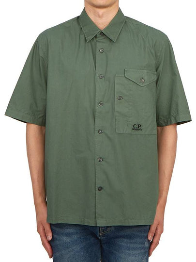 Cotton Popeline Short Sleeve Shirt Green - CP COMPANY - BALAAN 2