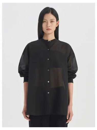 Women s Cotton Voile Oversized Bustier Shirt Blouse Southern Black Domestic Product - THEORY - BALAAN 1