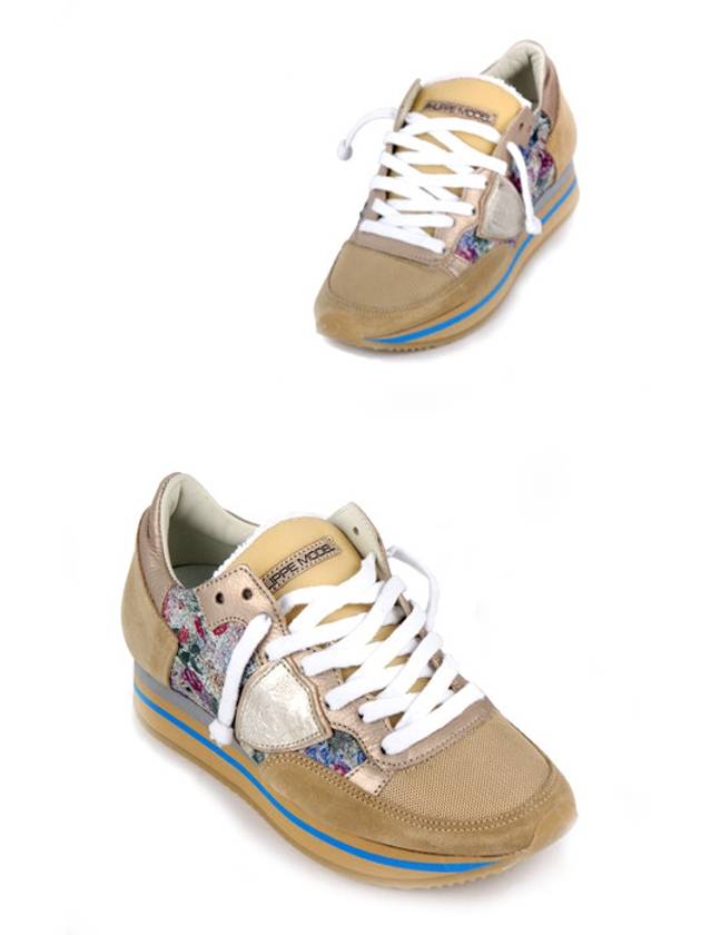 Height Raising Insole Suede Low Top Sneakers Camel Flower - PHILIPPE MODEL - BALAAN 5