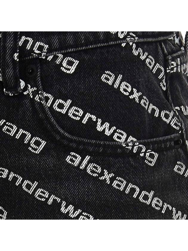 Grey Age Denim Bite Logo Shorts Black - ALEXANDER WANG - BALAAN 5