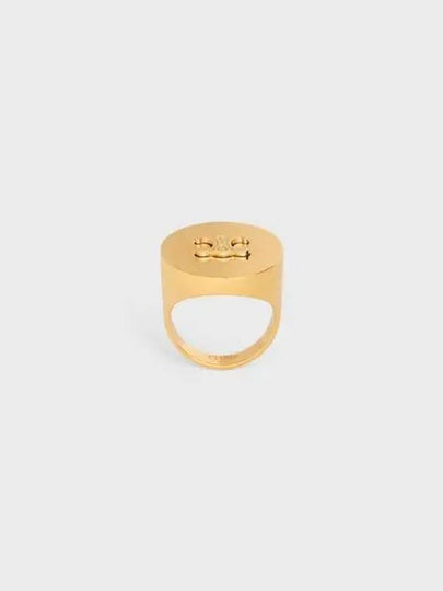 Triomphe Signet gold finish brass ring CELJ65AUGOL3RZA100 - CELINE - BALAAN 2