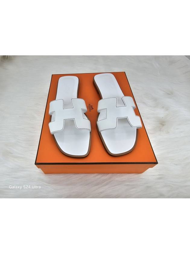 Oran Calfskin Slippers Blanc - HERMES - BALAAN 2