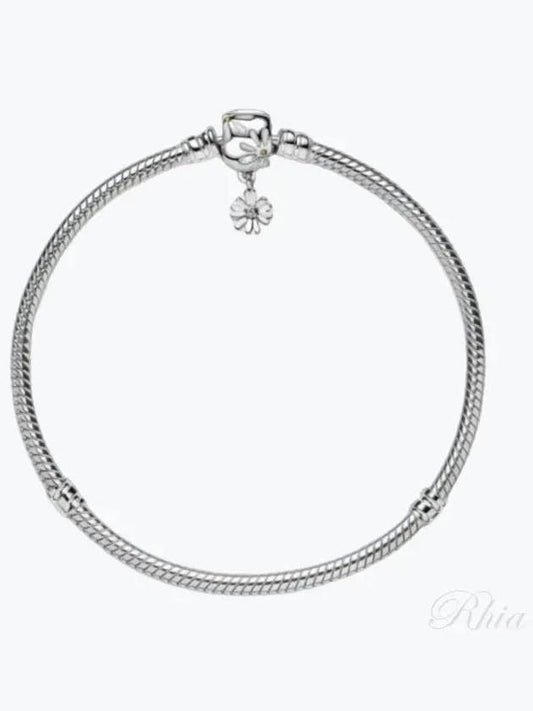 Women's Moment Daisy Flower Clasp Snake Chain Bracelet Silver - PANDORA - BALAAN 2