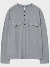 Ribbed henley neck long sleeve t shirt gray - NOIRER - BALAAN 9