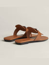 Galerie Buckle Leather Sandals Brown - HERMES - BALAAN 3