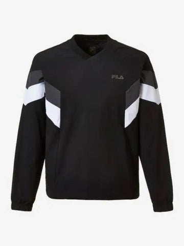 Uni Stretch Comfort Fit V Neck Woven Sweatshirt BLK - FILA - BALAAN 1