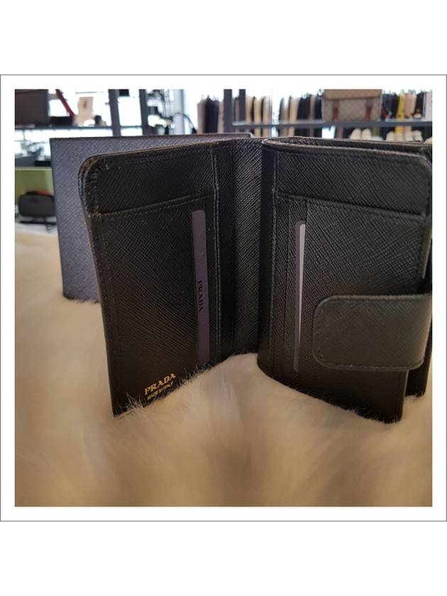 Small Saffiano Leather Half Wallet Black - PRADA - BALAAN 7